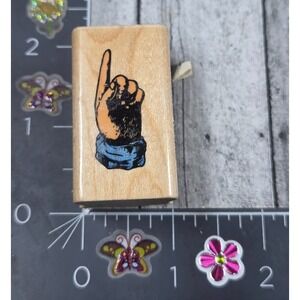 Inkadinkado Pointing Hand Finger 428 Rubber Stamp Wood #Q18